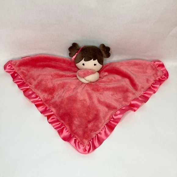carter's Little Girl Pink Lovey Rattle Security Blanket Ruffle Satin Lined 14" - Picture 1 of 17